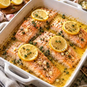 Zarter Lachs im Ofen mit Zitrone und Thymian